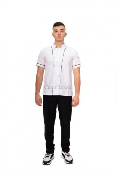 Beyaz Gömlek Siyah Pantolon Aşçı Kıyafeti Model 1