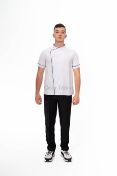 Beyaz Gömlek Siyah Pantolon Aşçı Kıyafeti Model 2